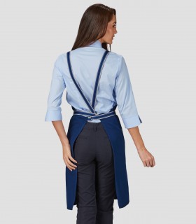 Delantal peto Bicolor Cintas Rayas Marino para camarero
