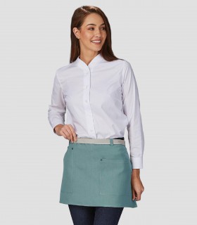 Delantal corto Contrastes de espiga Verde agua