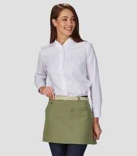 Delantal corto Contrastes de espiga Verde oliva