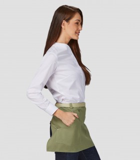 Delantal corto Contrastes de espiga Verde oliva