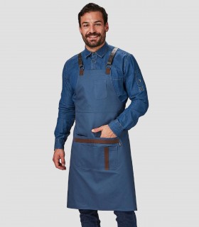 Delantal peto Herrajes en Piel Petróleo para camarero