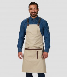 Delantal peto Herrajes en Piel Beige para camarero