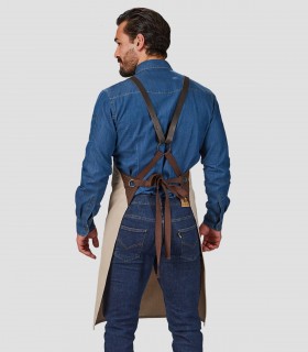 Delantal peto Herrajes en Piel Beige para camarero