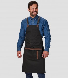 Delantal peto Herrajes en Piel Negro para camarero