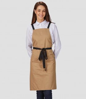 Delantal peto Tirantes contraste Camel para camarero