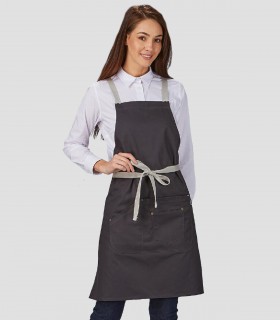 Delantal peto Tirantes contraste Gris marengo para camarero