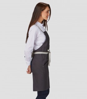 Delantal peto Tirantes contraste Gris marengo para camarero
