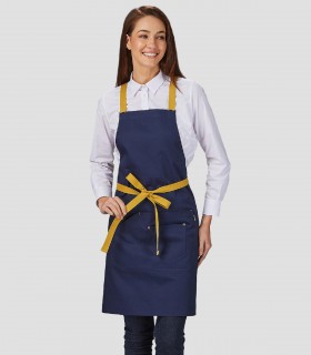 Delantal peto Tirantes contraste Marino para camarero