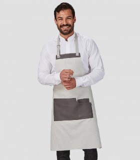 Delantal peto Tirantes Bicolor Gris claro para camarero