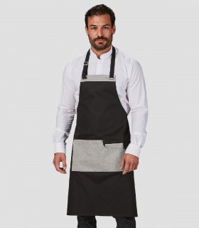 Delantal peto Tirantes Bicolor Negro para camarero