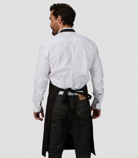 Delantal peto Tirantes Bicolor Negro para camarero