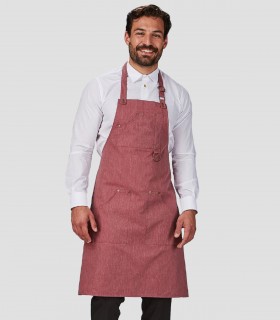 Delantal peto Remaches Sarga reciclada Burdeos para camarero