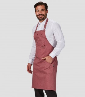 Delantal peto Remaches Sarga reciclada Burdeos para camarero