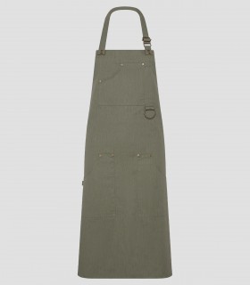 Delantal peto Remaches Sarga reciclada Verde caqui para camarero