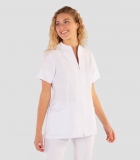 Casaca sanitaria Yanira Microfibra elástica 360 Blanca