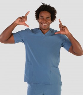 Casaca sanitaria Microfibra elástica 360 Azul grisáceo