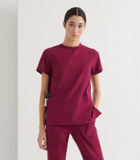 Casaca sanitaria cuello redondo de mujer Perseus Frambuesa - Monza