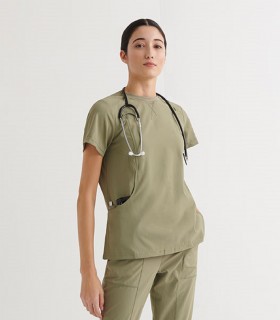 Casaca sanitaria cuello redondo de mujer Perseus Verde caqui - Monza