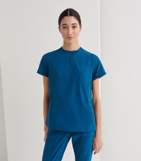 Casaca sanitaria cuello redondo de mujer Perseus Petróleo - Monza