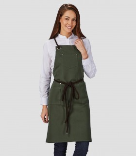 Delantal con peto Verde caqui para camarero