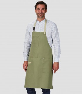 Delantal con peto Verde oliva para camarero