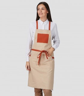 Delantal con peto Camel para camarero