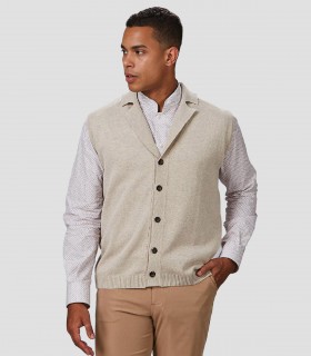 Chaleco cuello solapa abotonado Beige para comercio y hostelería