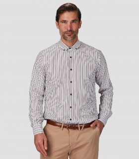Camisa camarero Rayas Camel-Marrón
