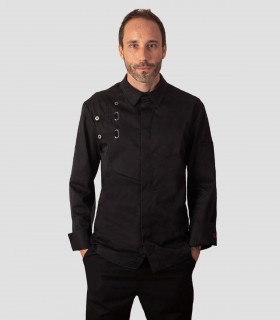 Chaqueta de cocina Vulcano negra unisex para chef