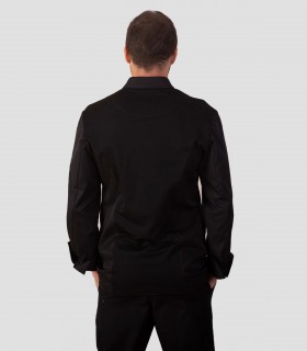 Espalda de casaca de cocinero negra modelo Vulcano
