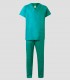 Conjunto de pijama sanitario unisex verde con casaca de cuello pico y pantalón