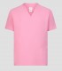 Casaca sanitaria de microfibra Rosa chicle con cuello pico y tratamiento repelente de líquidos