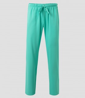 Pantalón de pijama sanitario en microfibra Menta con cintura elástica y cintas de ajuste
