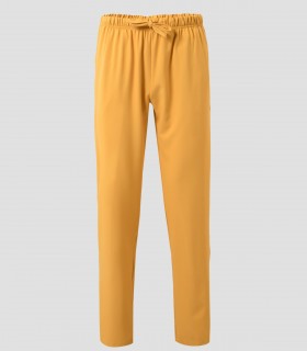 Pantalón de pijama sanitario en microfibra Mostaza con cintura elástica y cintas de ajuste
