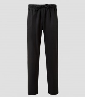 Pantalón de pijama sanitario en microfibra Negra con cintura elástica y cintas de ajuste