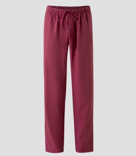 Pantalón de pijama sanitario en microfibra Rosa fresa con cintura elástica y cintas de ajuste