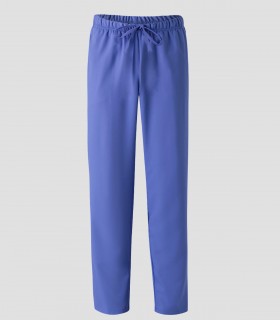 Pantalón de pijama sanitario en microfibra Azul persa con cintura elástica y cintas de ajuste
