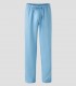 Pantalón de pijama sanitario en microfibra Celeste bahía con cintura elástica y cintas de ajuste
