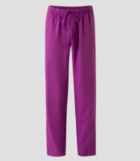 Pantalón de pijama sanitario en microfibra Malva con cintura elástica y cintas de ajuste