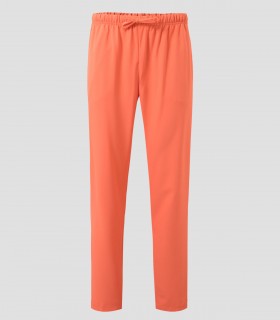 Pantalón de pijama sanitario en microfibra Mandarina con cintura elástica y cintas de ajuste