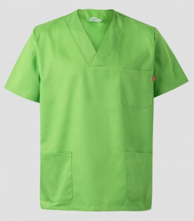 Casaca sanitaria Verde lima hasta 4XL en tejido sarga de alta resistencia