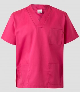 Casaca sanitaria Fucsia hasta 4XL en tejido sarga de alta resistencia