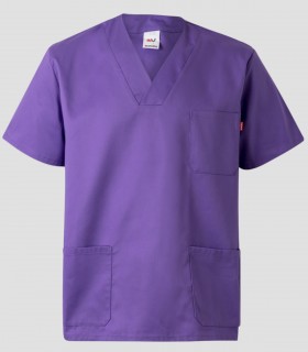 Casaca sanitaria Morado hasta 4XL en tejido sarga de alta resistencia