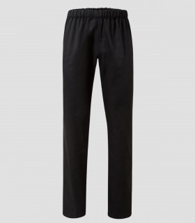 Pantalón de pijama sanitario Negro en sarga resistente con cintura elástica y bolsillo trasero