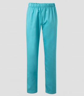 Pantalón de pijama sanitario Turquesa en sarga resistente con cintura elástica y bolsillo trasero