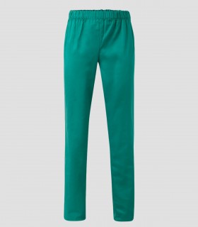 Pantalón de pijama sanitario Verde en sarga resistente con cintura elástica y bolsillo trasero