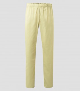 Pantalón de pijama sanitario Amarillo claro en sarga resistente con cintura elástica y bolsillo trasero