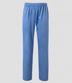 Pantalón de pijama sanitario Celeste en sarga resistente con cintura elástica y bolsillo trasero