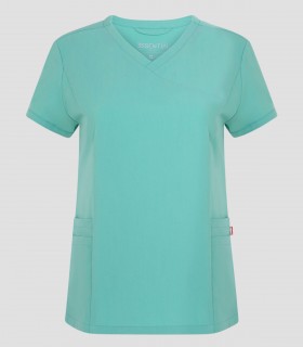 Casaca sanitaria de mujer Stella color Verde agua con tejido elástico reciclado