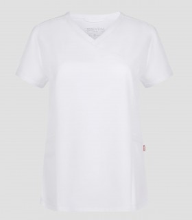 Casaca sanitaria de mujer Stella color Blanca con tejido elástico reciclado